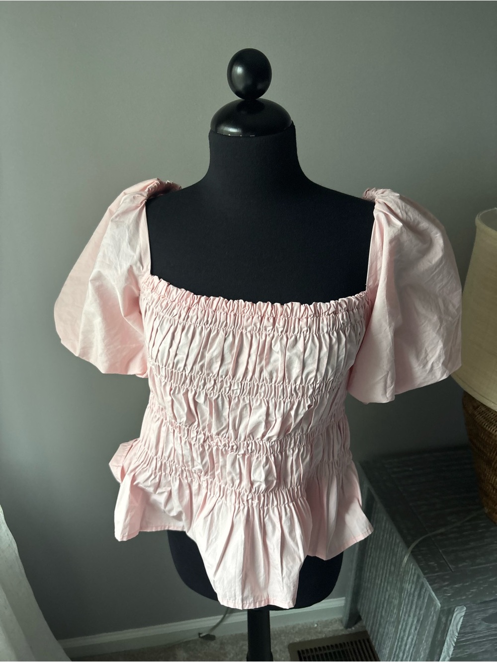 ASTR the Label Smocked Puff Sleeve Top - Light Pink